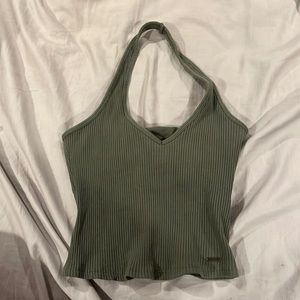 Green halter tank top